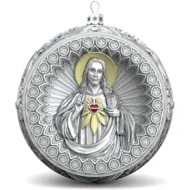 Набор подарочный с шарами и иконой "Казанская Богоматерь в красном" из серебра, 6 шаров